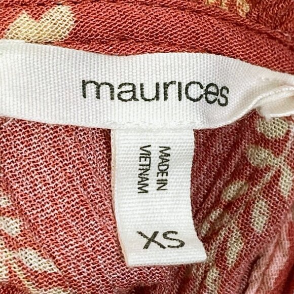 Maurices Top Womans Sz XS Coral Floral Sleeveless Peplum Crochet Lace Trim Tunic - Picture 10 of 13